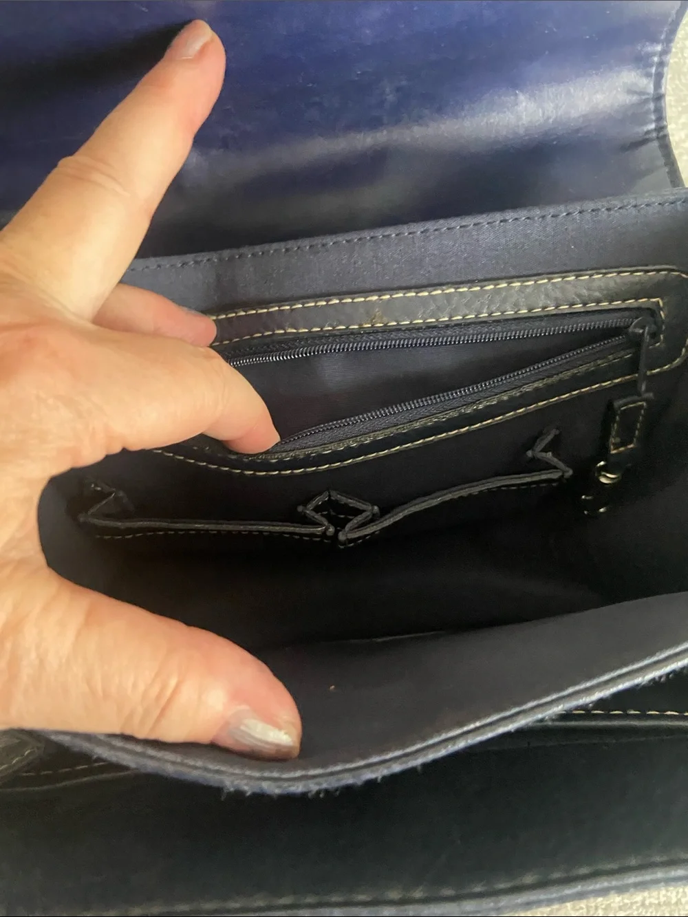 Women's Navy Crossbody Bag with Decorative Hardware